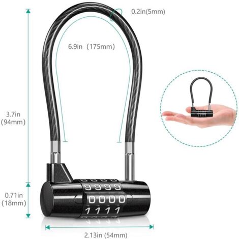 Cadenas à Code 4 Chiffres Extérieur Étanche Lot De 2 - Robuste Anse 8mm, Pour Portails, Cabanes, Casiers - Noir