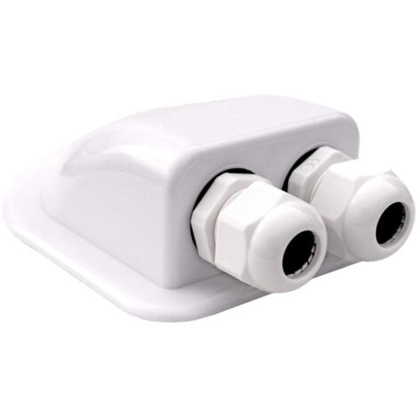 [JAMAIS UTILISÉ] Passe-Toit IP68 Presse-étoupe Solaire étanche boîtier d'entrée de câble Double résistant aux intempéries, Caravane et Bateau Passe câble en ABS, Blanc, (1/4)