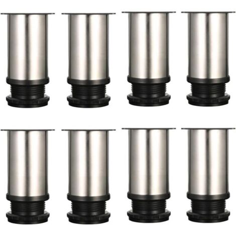 [JAMAIS UTILISÉ] Lot de 8 Pieds de meubles, réglables Pied pieds de meubles - Chrome Métal - Hauteur réglable (Total: 80-95mm) (1/4)