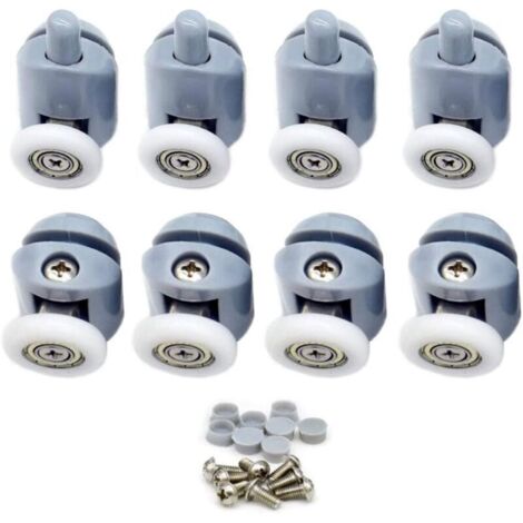 [JAMAIS UTILISÉ] Roulette Porte Coulissante,Roulette Porte Coulissante Douche 23mm Galets de Porte de Douche Roulettes Cabine de Douche pour Salle de Bain 8 Pcs (4 en Haut et 4 en Bas) (1/4)