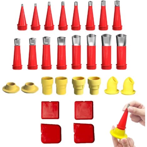 [JAMAIS UTILISÉ] 28 Pièces Calfeutrage Buse Applicateur Réutilisable, Universel Kit D'outils De Buse, Trousse à outils de buse en caoutchouc intégrée