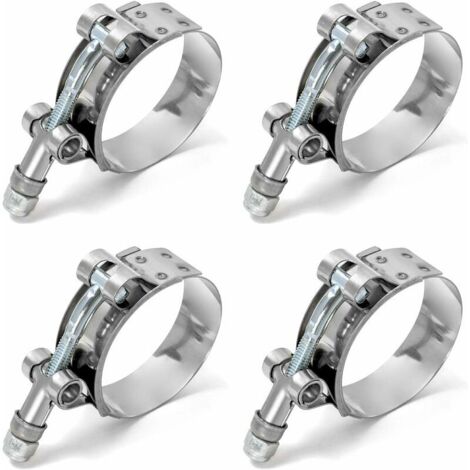 [JAMAIS UTILISÉ] Tuyau Clips, Colliers de Serrage à Boulon en T, t-Bolt Colliers, Acier Inoxydable, pour Famille Tuyau d'eau, réservoir de gaz, Tube d'automobiles, 58-65mm, Lot de 4