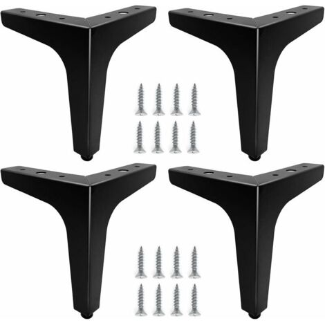 [JAMAIS UTILISÉ] Lot de 4 15cm Pieds de Meubles Métal Noir, Pieds Canapé Durable, Pied Table Basse, Rehausseur Pied de Table Permettent de Se Lever ou Remplacer des Tables de Chevet, Canapé, Meubles T (1/4)