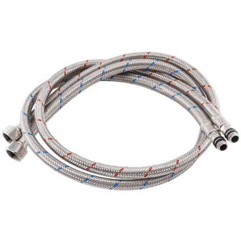 [JAMAIS UTILISÉ] Raccordement flexible en acier inoxydable 100cm pour mitigeur robinet d'évier cuisine - Eau chaude et froide -