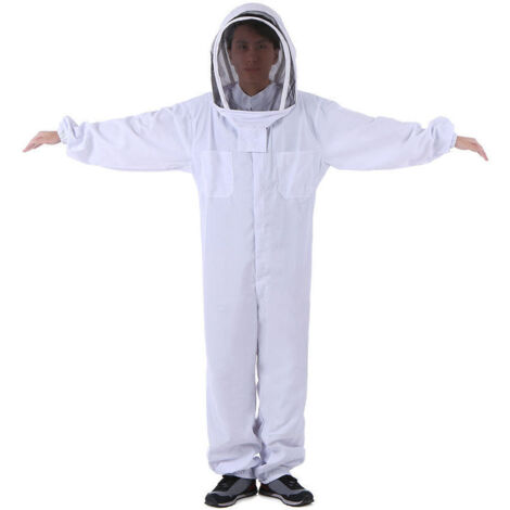 Veste D'Apiculteur VIBEOUT - Coton Professionnelle, Voile Double, Protection Piqûres (Blanc, Small)