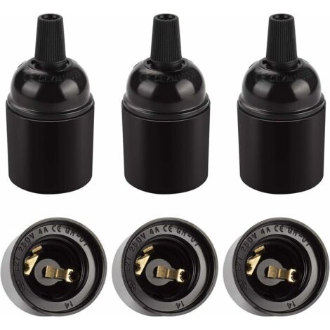 [JAMAIS UTILISÉ] Douille E27 vintage noire, suspension rétro Edison, adaptateur de support de lampe en bakélite solide, parfait pour la décoration, l'industrie et le bricolage, lot de 6