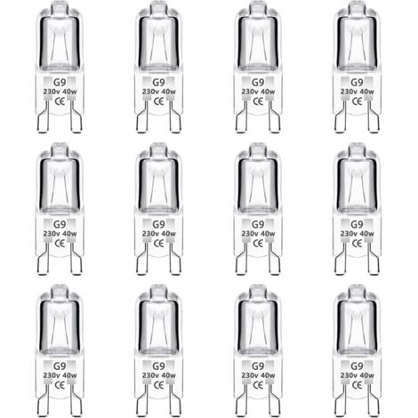 [JAMAIS UTILISÉ] Lot de 12 Ampoule Halogène G9 40W 230V Dimmable 0-100%, 480LM, Blanc Chaud 2700K, G9 Bi-Pin Base Halogène Lampe, Sans Scintillement, pour Four, Lustres, Lampes de Paysage, Éclairage d (1/4)