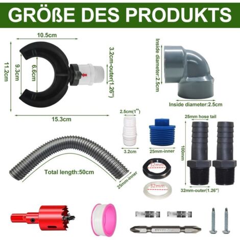 Récupérateur Eau De Pluie Tuyau Descente 70-110mm - Collecteur Avec Tuyau 50cm Et Accessoires Pour Toits Jusqu'à 80m²