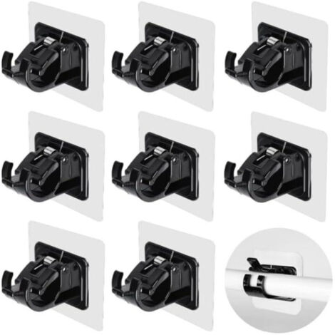 [JAMAIS UTILISÉ] Lot de 8 supports de tringle à rideau tige sans forage support de barre auto-adhésif transparent,Noir , support tringle rideaux sans percage,accroche rideau sans percage -