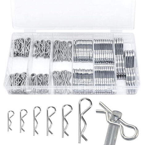 [JAMAIS UTILISÉ] 150 Pièces Goupilles Fendues R Clips, Goupilles de Retenue R Forme Goupilles à Ressort, Goupilles De Fixation Attache Outils À Main Accessoires, 6 Taille de 31 à 75 mm- (1/4)