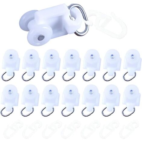 [JAMAIS UTILISÉ] Rouleaux Planeur de Rideau 50 Pièces Rouleaux de Tringle à Rideaux Rail de Rideau Crochet Rouleaux de Rail De Rideaux Crochet Plastique À Roulettes Glisseur Rail Crochet de Piste de C