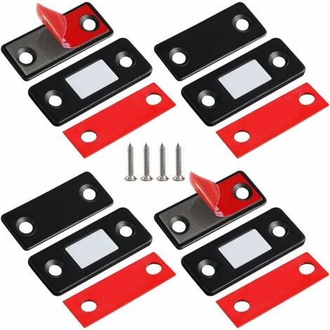 [JAMAIS UTILISÉ] Aimant de Porte Magnétique 4 Pièces Ultra Mince Loquets Magnétiques en Acier Inoxydable pour Porte Coulissante de Placard, de Cuisine, Armoire, Tiroir et des Meubles, etc, Noir