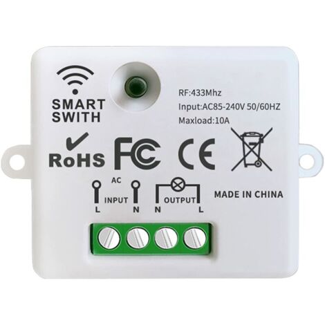 [JAMAIS UTILISÉ] Interrupteur d'éclairage sans fil, contrôleur de récepteur relais 10A, installation facile, pour éclairage jusqu'à 1500W