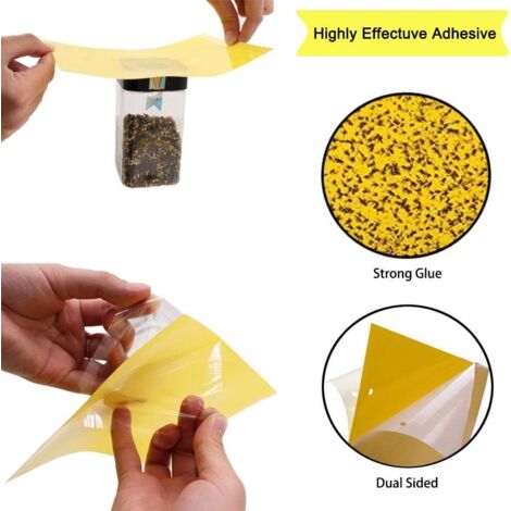 50 Pièces Pièges à Insecte, Pieges Collants Double Face, Jaune Papier ...