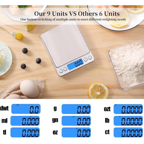 Balance De Cuisine Numérique BRICH - Double Plateau : 15 Kg/1 G Et 500 G/0,01 G - Parfaite Pour Pâtisserie Et Cuisine - 3