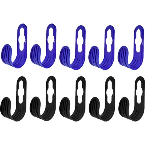 [JAMAIS UTILISÉ] 10 cintres pour tuyaux de jardin , ABS Plastic Water Hose Holder Wall Mount for 150 Feet Garden Watering Tube Hoses Storage, Expandable Outside Pipe Reel Hanging Hooks [Bleu, noir] (1/5)