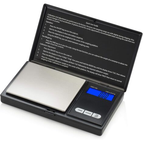 [JAMAIS UTILISÉ] Balance de poche numérique à grammes, précision 0,01 g, balance numérique à grammes, balance à bijoux, balance alimentaire, balance de cuisine, noire, piles incluses, portable