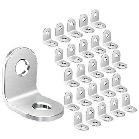 [JAMAIS UTILISÉ] Équerres de Fixation 50 Pcs Équerre Angle en Acier Inoxydable 90 Degrés Angle Droit Coin Support - 20mm x 20mm x 16mm L en Forme de Meubles Fixation Corner Brace Joint Coin Connecteur