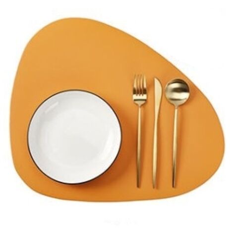 [JAMAIS UTILISÉ] Ensemble de 4 sets de table en cuir, faciles à nettoyer, résistants à la chaleur, double face, antidérapants et imperméables - Orange (1/4)