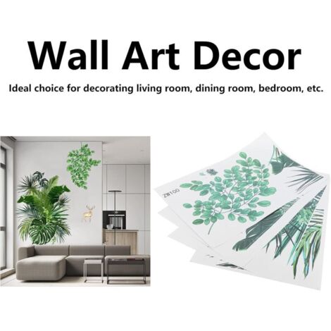 Decalmile Grand Sticker Mural Palmier Tropical - Autocollant Arbre Vert Décoration Chambre Salon