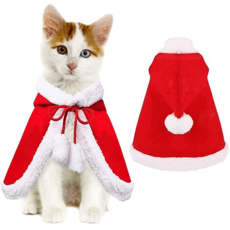 [JAMAIS UTILISÉ] Christmas Costume for Dogs, Cats, Cape Accessory Outfit Christmas Costume for Pet, Red Clothes Collar Christmas Decoration for Small Dogs Cats