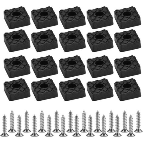 [JAMAIS UTILISÉ] Lot De 20 Patins De Protection Carrés 30mmx30mmen Caoutchouc Pour Pieds De Meubles Pour Plancher En Bois, Patins Antidérapants À Visser Noir (1/4)