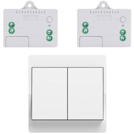[JAMAIS UTILISÉ] EU interrupteur sans fil sans piles kit interrupteur sans fil autoalimente va et vient sans fil sans pile radio interrupteur a distance eclairage domestique (EU 2Gang 1V2 A) (1/4)