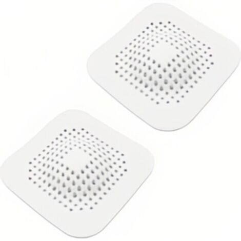 [JAMAIS UTILISÉ] Filtre à cheveux pour baignoire et évier en silicone – 2 pièces avec ventouse – Pour salle de bain et cuisine – Blanc – (1/4)