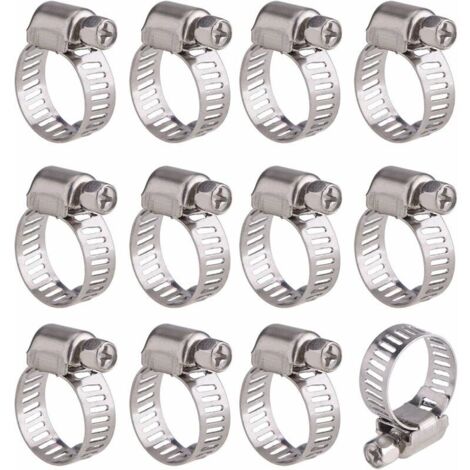 [JAMAIS UTILISÉ] 12 Pièces Collier de Serrage Tuyau Ajustable en Acier Inoxydable Tuyau Pinces Clips Fixation (9-16 mm)