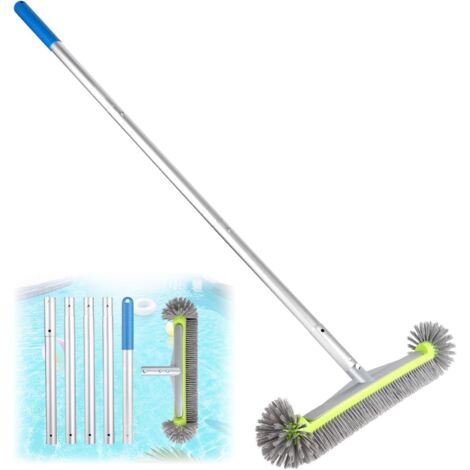 [JAMAIS UTILISÉ] Brosse Piscine Ronde, Tête de Brosse de Piscine avec Perche Amovible, Balai Piscine avec Les Poils Hémisphériques, Brosses à Récurer pour Mur et Carrelage, Brosses pour Salles (avec P (1/4)