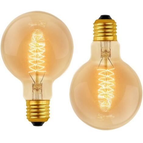 [JAMAIS UTILISÉ] Lot de 2 Vintage G80 E27, 40W Blanc Chaud 2700K, AC 220V, Ampoules de Décoration à Incandescence Rétro E27 Spirale Tungstène Filament Lampe