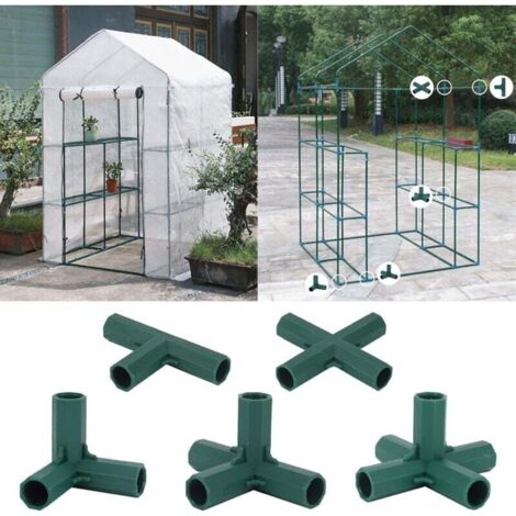 Lot De 10 Connecteurs De Cadre De Serre Pour Cadre De Jardin, Cages à Fruits, Clôtures, Cadre De Serre, Connecteurs (16mm,Plat / 3 Trous