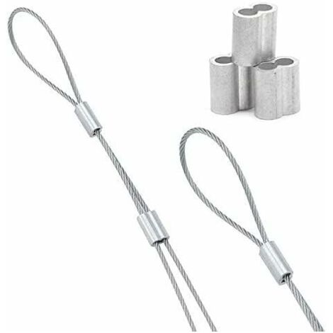 150 Manchons En Aluminium Pour Câble Métallique 2 Mm – Ferrules à Sertir, Double Embouts, Pour Câble D’avion, Fixation Solide