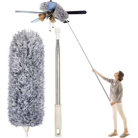 [JAMAIS UTILISÉ] Plumeau Poussière, Plumeau Microfibre avec Poignée en Acier Inoxydable, Plumeau Extensible de 30 à 100 "pour Nettoyer Les Ventilateurs de Plafond, Les Stores, Les plinthes, Les Voitur (1/4)