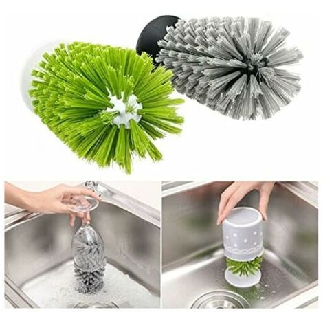 [JAMAIS UTILISÉ] Brosse à bouteilles en verre, brosse de nettoyage avec ventouse, nettoyant pour bouteilles en verre de barre, brosse de nettoyage d'évier de cuisine