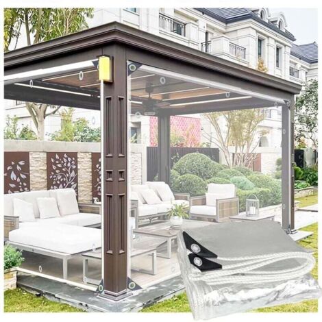 [JAMAIS UTILISÉ] Bache Transparente avec Oeillets Imperméable 1.2mX2.9m, 0.35mm Personnalisable Bache de Protection Exterieur Transparente Bache de Serre de Jardin pour Mobilier de Jardin Plante