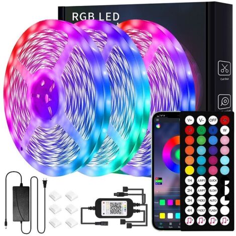 [JAMAIS UTILISÉ] Ruban LED 30M (15mx2) Bleutooth Bande LED 5050 RGB, Contrôlé par APP du Smartphone et Télécommande, Synchroniser avec Rythme de Musique/Fonction de Minuterie, , Multicolore