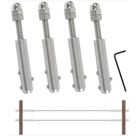 [JAMAIS UTILISÉ] 4 Pièces Tendeur Cable Inox Cable Inox 4mm, Terminal pour Fil Inox Métallique Terminal À Vis pour Cable Métallique 4 mm