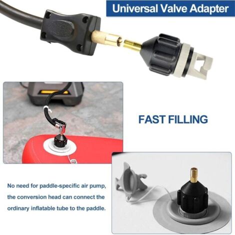 Adaptateur De Valve Pour Gonflage SUP, Kayak, Bateau Gonflable - 2 Pièces - Compatible Pompe Standard