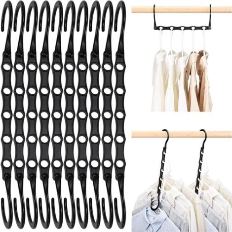 [JAMAIS UTILISÉ] Lot de 10 Cintres Magiques Organisateur de Cintre Garde-Robe Rangement pour Vêtements Gain de Place dans Les Placard Noir 38CM (1/4)
