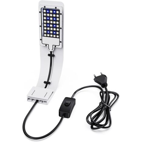 [JAMAIS UTILISÉ] Éclairage Aquarium, Rampe LED pour Aquarium d'eau Douce, Lumière Aquarium Plantes Ultra Fin 10W IPX7 Étanche avec Pince Puissante et 24 LED Lumière Blanche et Bleue pour Aquarium de 3