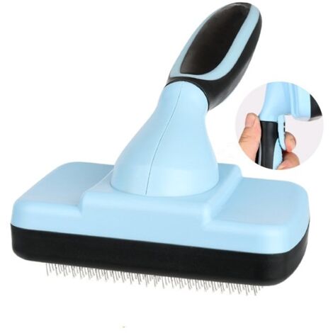 [JAMAIS UTILISÉ] Brosse Chiens et Chats Autonettoyante Efficace jusqu'à 95% des Poils Morts et sous-Poils Conception Ergonomique Enlèvement en Un Clic (Brosse Autonettoyante), Bleu