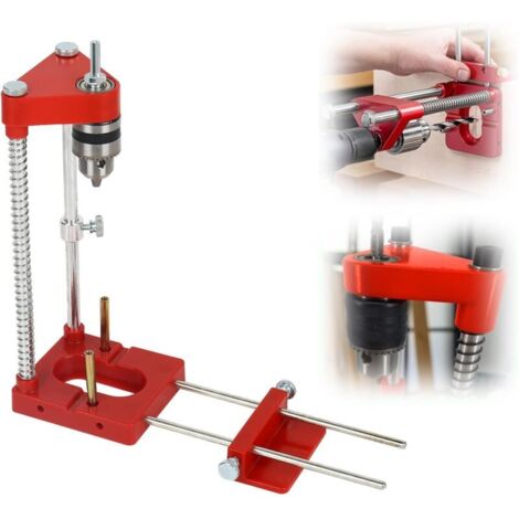 [JAMAIS UTILISÉ] Support de forage pour perceuse, guide de gabarit de perçage réglable, outil de travail du bois, guide de forage, outils à main, kit d'outils de guidage vertical (rouge) (1/4)