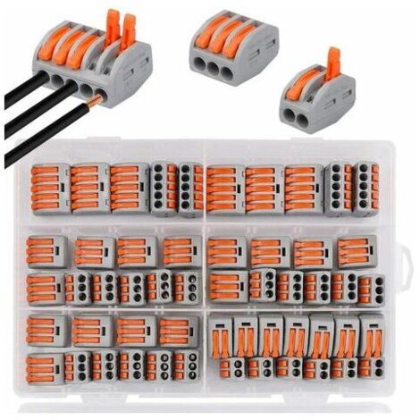 [JAMAIS UTILISÉ] Bornes de Connexion, 60 pinces Connecteur électrique avec levier de fonctionnement,Compact Borne de connexion électrique Automatique,20 pinces 2 voies,30 pinces 3 voies,10 pinces 5 vo (1/4)