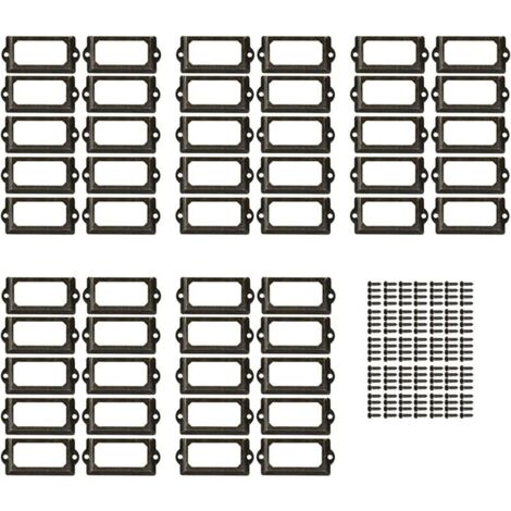 [JAMAIS UTILISÉ]50 Pièces Porte Etiquettes Cadre, Porte-Étiquettes en Métal, Porte-Étiquettes pour Cartes de Nom de Tiroir, pour Plaques Nominatives, Armoire D'apothicaire, Tiroir D'archivage
