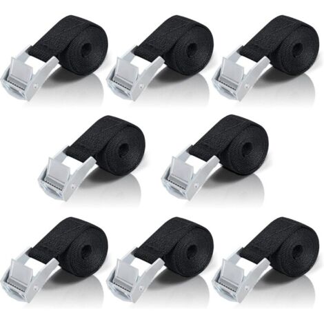 [JAMAIS UTILISÉ]1M Sangle d'Arrimage, 8 Pièces Sangle à Cliquet avec Boucle de Serrage en Alliage de Zinc pour Fixation Moto/Voiture/Porte Vélo/Bagage/Déménagement Puissance de Traction