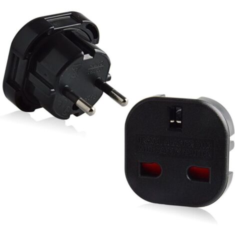 [JAMAIS UTILISÉ]2X Adaptateur Prise UK/Royaume Uni/UK 3 Broches vers Les Prises Françaises/Européennes/France/Europe 2 Broches Adaptateur de Voyage (Paquet de 2)