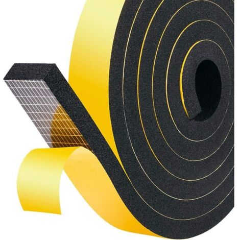Joint Adhésive en Mousse Caoutchouc pour Porte Fenêtre, Joint en Bande d'Étanchéité, 20mm x8 mm x2m, Joint Isolant Antidérapant, Isolation Froid, protection pour Meuble 1 rouleaux -Mousse Noir