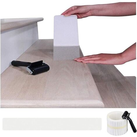[JAMAIS UTILISÉ]Lot de 15 marches d'escalier antidérapantes 9,9 x 59,9 cm, ruban adhésif transparent, bandes antidérapantes, autocollants de sécurité pour marches intérieures et extérieures, rampes et (1/4)