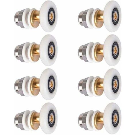 [JAMAIS UTILISÉ]Roulette Porte Douche, Roulettes de Porte Coulissante Cabine de Douche Porte Poulies Roue de Rechange pour Rouleau avec Diamètre de Roues 27mm, 8 Pièces (1/4)